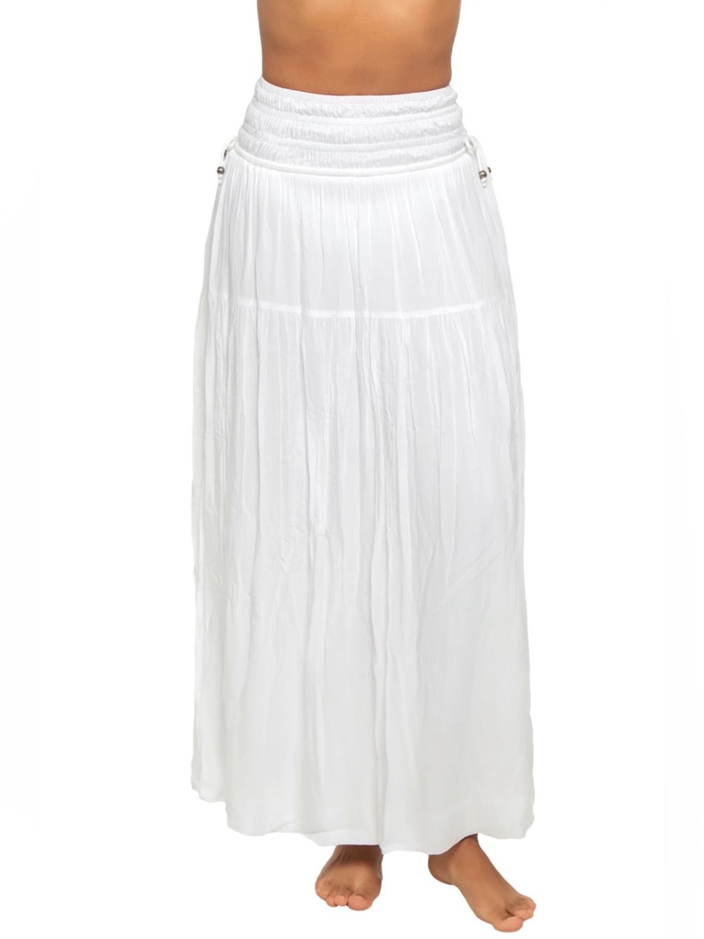 NWT Elan White Smocked Cover-Up Maxi Skirt Dress L - Picture 10 of 10